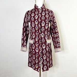 Nila Rubia Coat Reversible Quilted Jacket Floral Long Sleeve Cotton Size Small